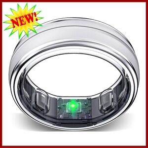 SeekZero X1A02 Smart Ring Titanium Health Sleep Heart Rate Tracker Silver Size 7